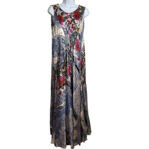 Johnny Was Regina Patchwork Floral Maxi Dress Sleeveless Size Small Boho Chic